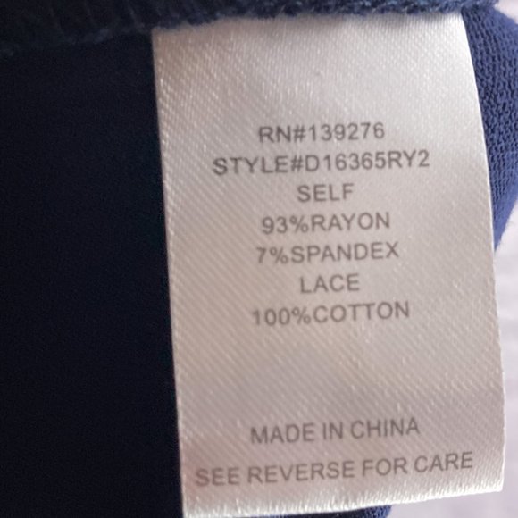 New Daniel Rainn Small S Stitch Fix Navy Blue Darrel Crochet Yoke Knit Top - Picture 6 of 6